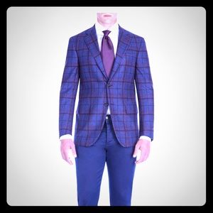 Isaia Windowpane Wool Jacket